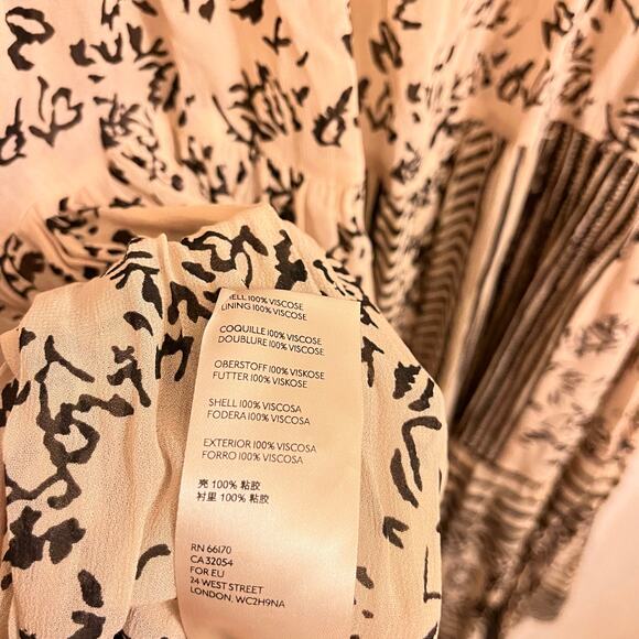 Anthropologie Talulah Tiered Boho Midi Tasseled Dress Black Cream S - Picture 10 of 10